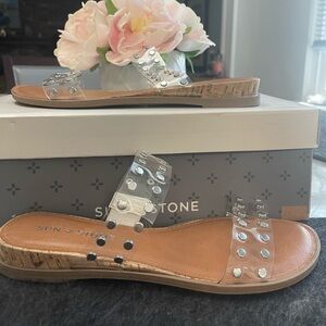 New nib sun & stone clear strap sandals sz 6.5m